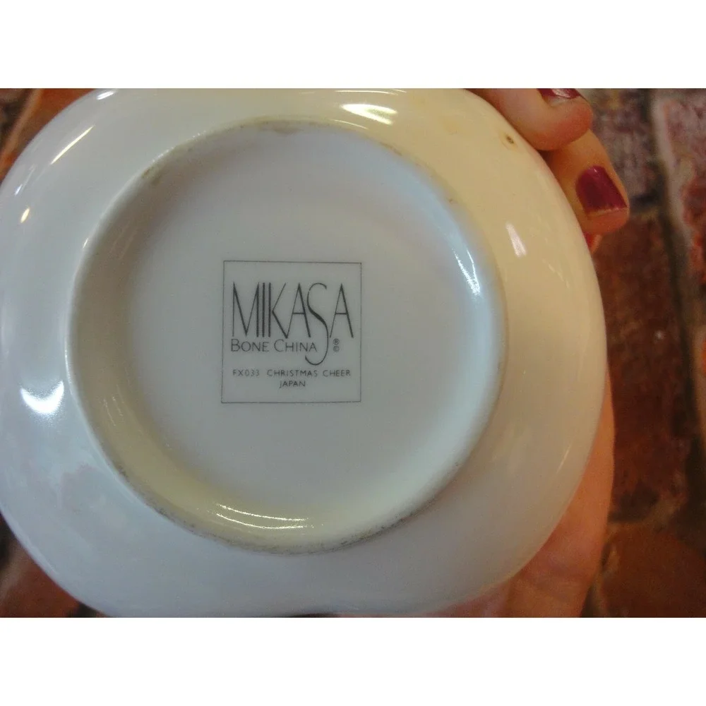 Mikasa bone china FX033 Christmas cheer Japan made‎ basket candy dish Cute